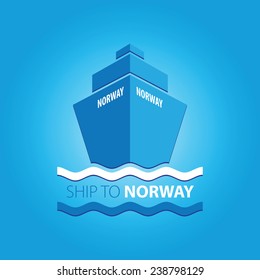 Ship vector illustration with main inscription "Ship to Norway"