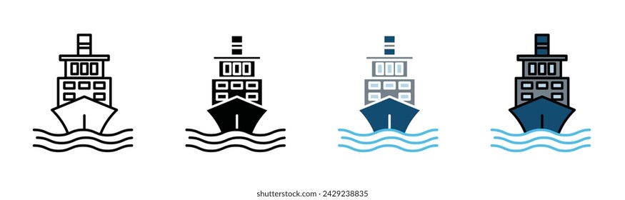Ship Vector Illustration Set. Voyage Across Seas Sign Suitable for Apps and Websites UI Design.
