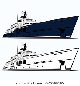 Ship vector line art illustration
