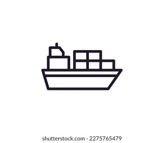 Ship vector line icon. Premium quality logo for web sites, design, online shops, companies, books, advertisements. Black outline pictogram isolated on white background 