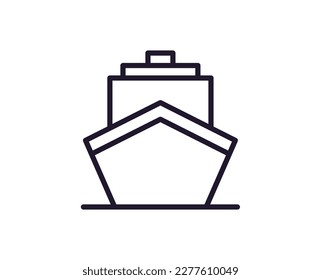 Ship vector line icon. Premium quality logo for web sites, design, online shops, companies, books, advertisements. Black outline pictogram isolated on white background 