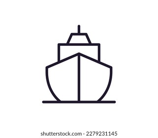 Ship vector line icon. Premium quality logo for web sites, design, online shops, companies, books, advertisements. Black outline pictogram isolated on white background 