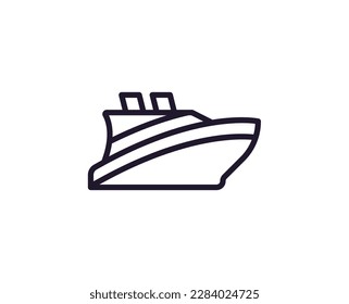 Ship vector line icon. Premium quality logo for web sites, design, online shops, companies, books, advertisements. Black outline pictogram isolated on white background 