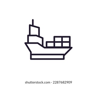 Ship vector line icon. Premium quality logo for web sites, design, online shops, companies, books, advertisements. Black outline pictogram isolated on white background 