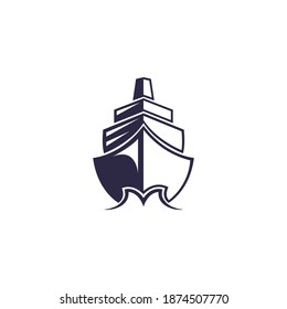 ship vector logo template illustration isolated on white background. boat image. ship icon. ship logo for transportation or travel industry. ship symbol.