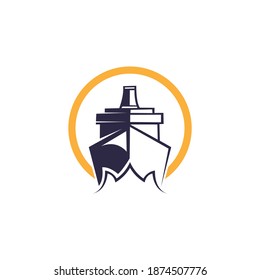 ship vector logo template illustration isolated on white background. boat image. ship icon. ship logo for transportation or travel industry. ship symbol.
