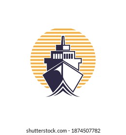 ship vector logo template illustration isolated on white background. boat image. ship icon. ship logo for transportation or travel industry. ship symbol.