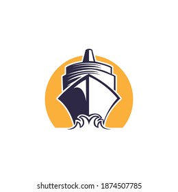 ship vector logo template illustration isolated on white background. boat image. ship icon. ship logo for transportation or travel industry. ship symbol.