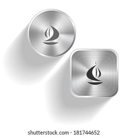 Ship. Vector set steel buttons