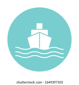 Ship vehicle block style icon design, Boat nautical transportation marine sea summer ocean and travel theme Vector illustration