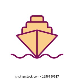 Ship vehicle line and fill style icon design, Boat nautical transportation marine sea summer ocean and travel theme Vector illustration