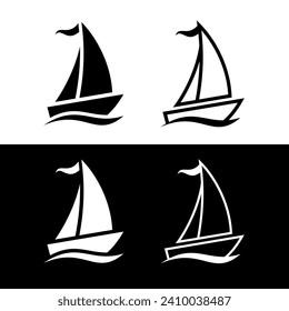 Ship or vessel icon. Symbol of travel and navigation. Attribute of pirates or navy. Vehicle.