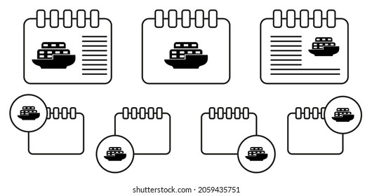 Ship, vessel vector icon in calender set illustration for ui and ux, website or mobile application