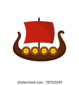 Ship viking icon. Flat illustration of ship viking vector icon isolated on white background