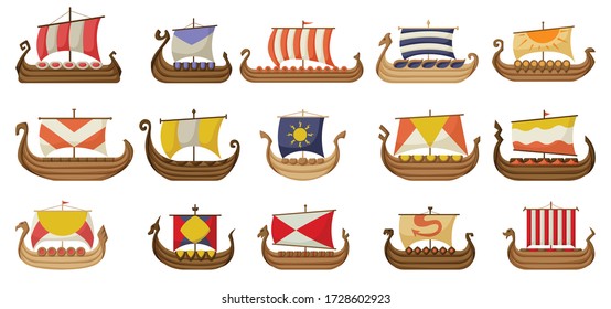 Ship of viking vector cartoon set icon. Vector illustration ancient boat on white background. Isolated cartoon set icon ship of viking.