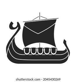 Ship viking vector icon.Black vector icon isolated on white background ship viking.