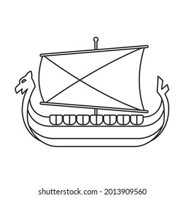 Ship viking vector icon.Outline vector icon isolated on white background ship viking.