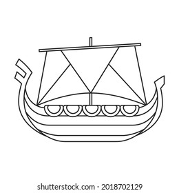 Ship viking vector icon.Outline vector icon isolated on white background ship viking.