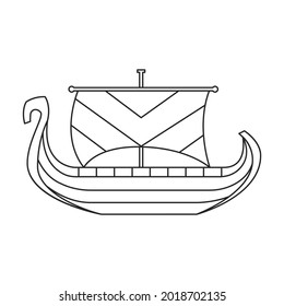 Ship viking vector icon.Outline vector icon isolated on white background ship viking.
