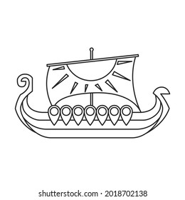 Ship viking vector icon.Outline vector icon isolated on white background ship viking.