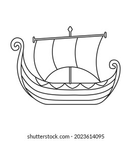 Ship viking vector icon.Outline vector icon isolated on white background ship viking.