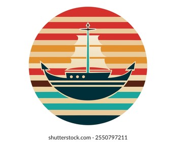 Ilustración vectorial de diseño vintage de barco