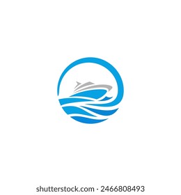 ship wave beach logo design. icon combination of wave lines with a beach feel Vector illustration 6
