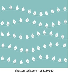 ship in wave blue background
