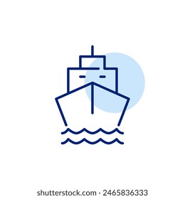 Ship and waves. Ferry public transportation sailboat service. Pixel perfect, editable stroke icon