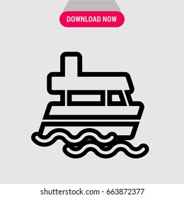 Ship with waves vector icon, Ship shipping on the waves symbol. Simple, modern flat vector illustration for mobile app, website or desktop app   