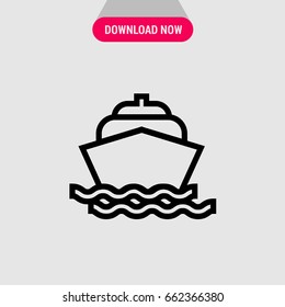 Ship with waves vector icon, Vessel on the sea waves floating straight symbol. Simple, modern flat vector illustration for mobile app, website or desktop app 