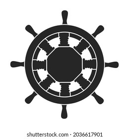 Ship wheel black vector of icon.Black vector icon helm of ship. Isolated illustration of wheel boat on white background.