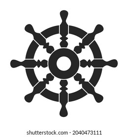 Ship wheel black vector of icon.Black vector icon helm of ship. Isolated illustration of wheel boat on white background.