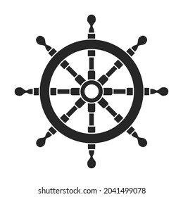 Ship wheel black vector of icon.Black vector icon helm of ship. Isolated illustration of wheel boat on white background.