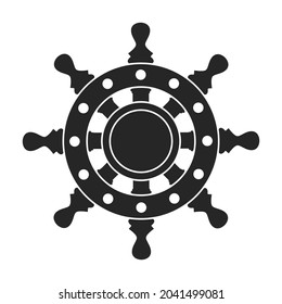 Ship wheel black vector of icon.Black vector icon helm of ship. Isolated illustration of wheel boat on white background.
