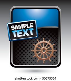 ship wheel blue stylized advertisement