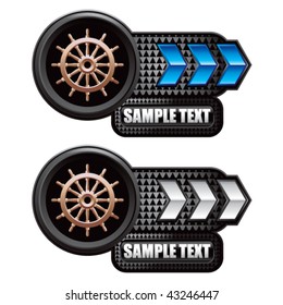 placas de nombres de flecha azul y blanca de la rueda del buque