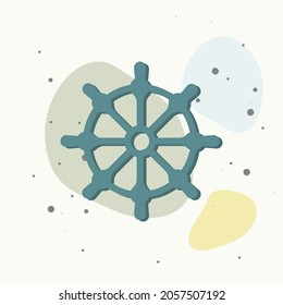 Ship wheel. Boat steering wheel icon on multicolored background. Layers grouped for easy editing illustration. For your design.