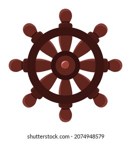 Ship Wheel in cartoon style. Trendy vector illustration isolated on white. Ship’s Wheel Icon. Element of Maritime design, piracy, traveling, gaming. Good  for web and print