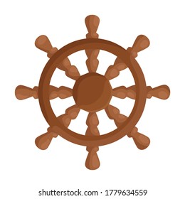 Ship wheel cartoon vector of icon.Cartoon vector icon helm of ship. Isolated illustration of wheel boat on white background.