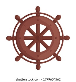 Ship wheel cartoon vector of icon.Cartoon vector icon helm of ship. Isolated illustration of wheel boat on white background.