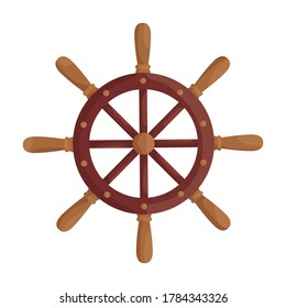 Ship wheel cartoon vector of icon.Cartoon vector icon helm of ship. Isolated illustration of wheel boat on white background.