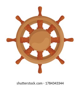 Ship wheel cartoon vector of icon.Cartoon vector icon helm of ship. Isolated illustration of wheel boat on white background.