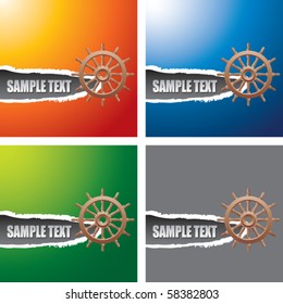 ship wheel colored ripped banners