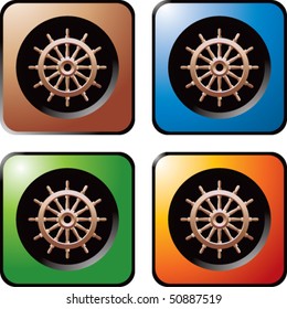 ship wheel colored web button