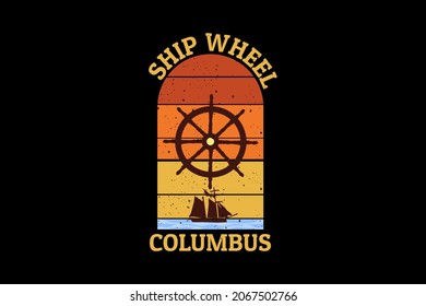 ship wheel columbus retro silhouette design