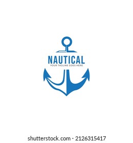 Ship wheel, compass and anchor logo template. Vector Illustration Isolated on a White Background