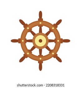 Symbol für die Steuerung des Schiffes. Flache Illustration des Schiffsrad-Controllers, Vektorsymbol einzeln auf weißem Hintergrund