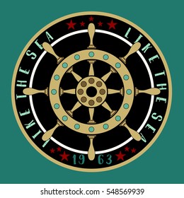 Ship wheel. Decorative design element. Vector illustration