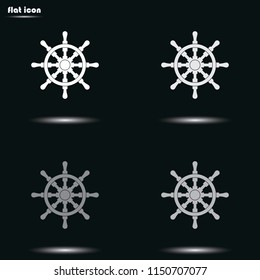 Ship wheel flat grayscale vector icon.